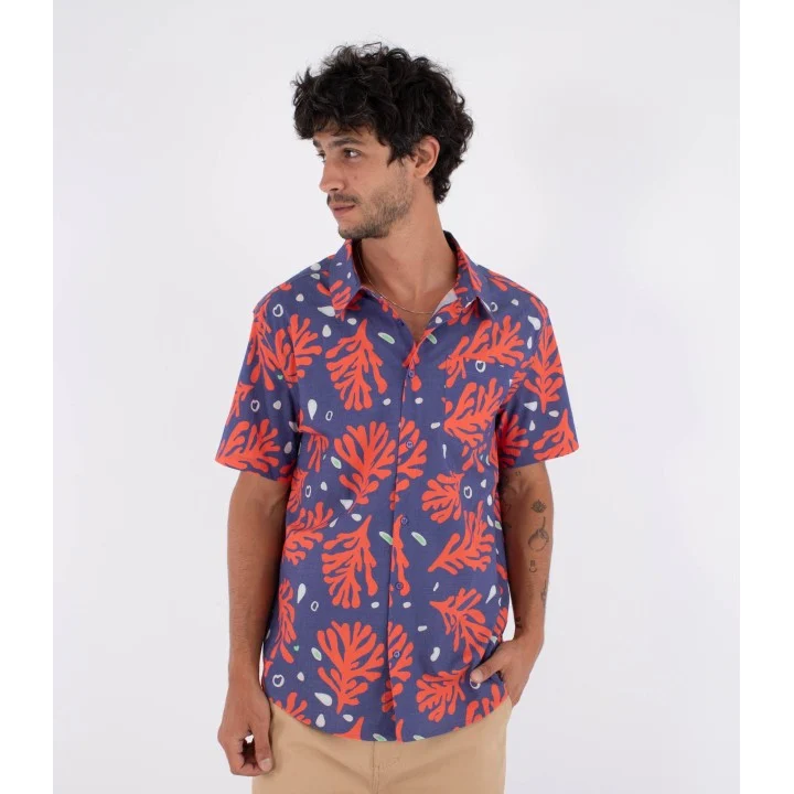 Chemise Printing Press Coral homme — manches courtes