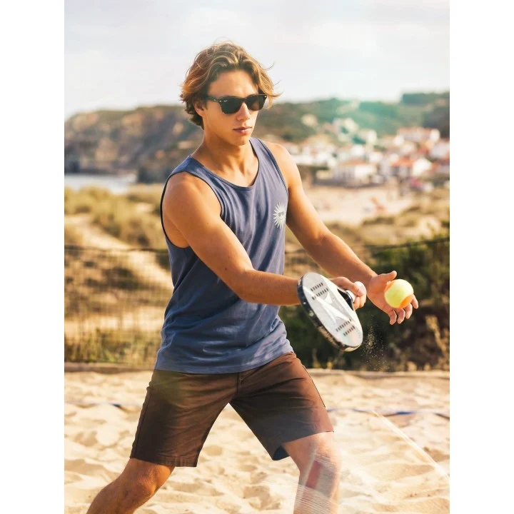 Men’s Printing Press Fomo Tank Top — Gris / bleu sarcelle