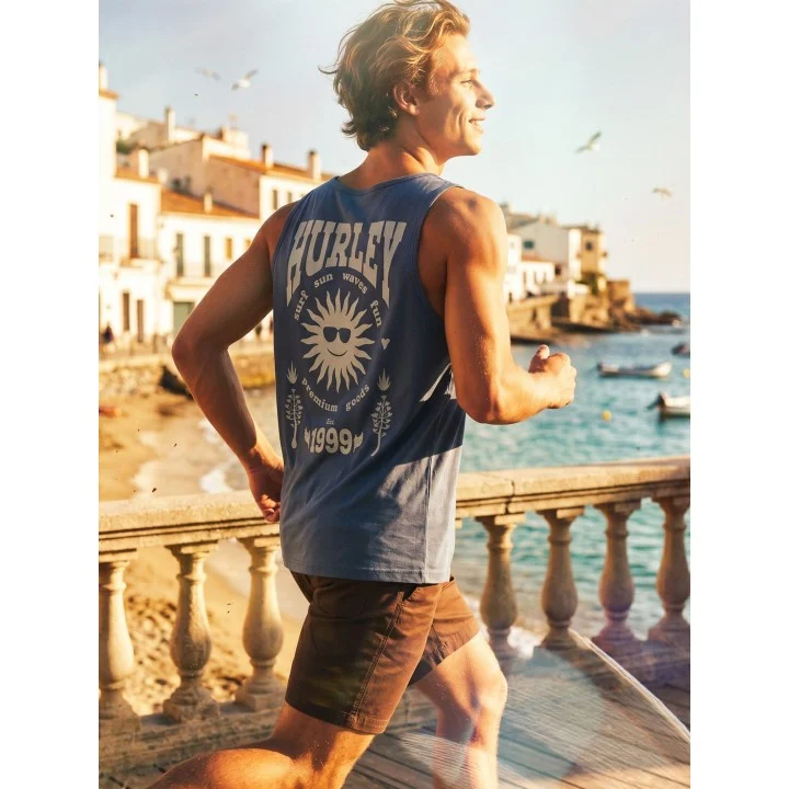 Men’s Printing Press Fomo Tank Top — Gris / bleu sarcelle