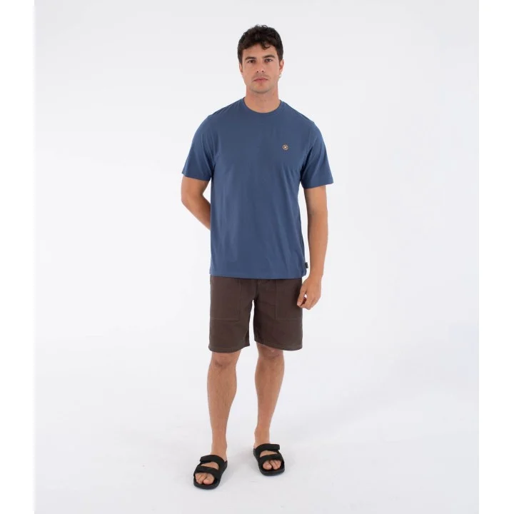 Men’s Printing Press Icon Circle T-shirt — Gris / bleu sarcelle