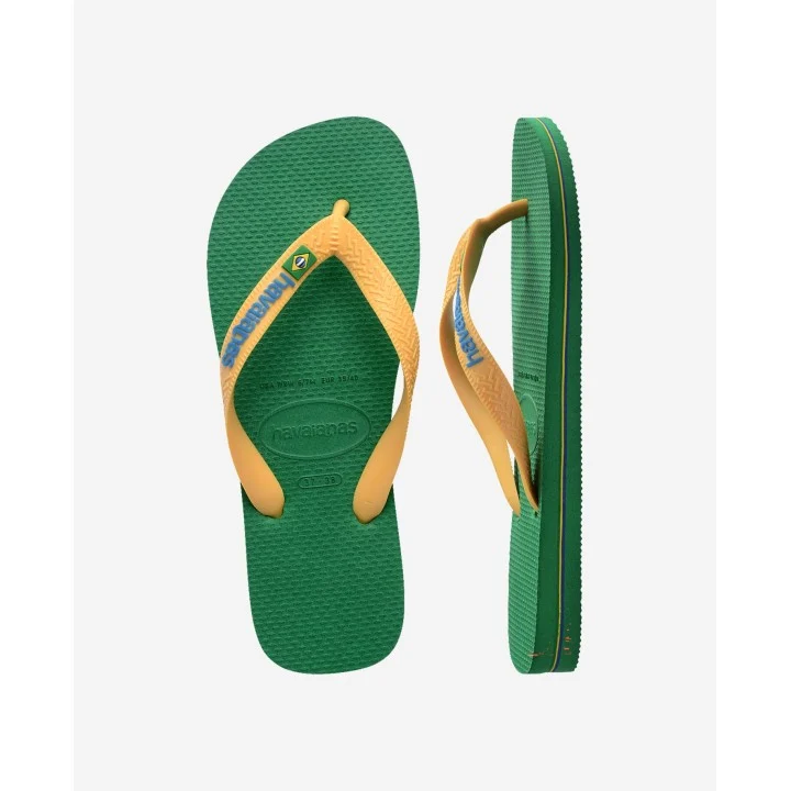 Tongs Brasil Logo — Vert / Jaune