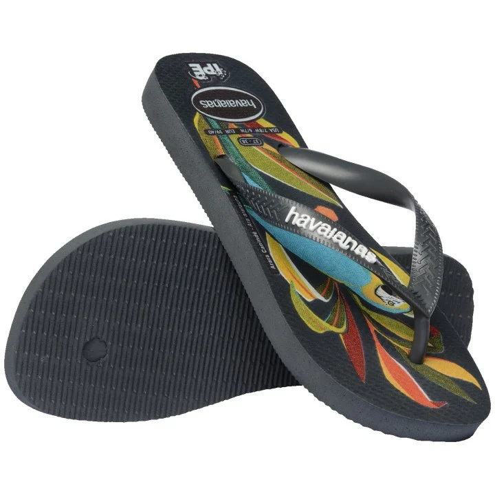 Ipê Flip-flops — Graphite / motif perroquets