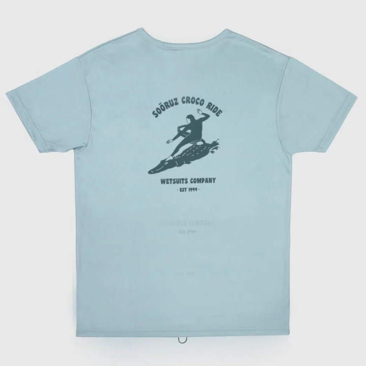 T-shirt de surf Polycroco homme — manches courtes — Bleu