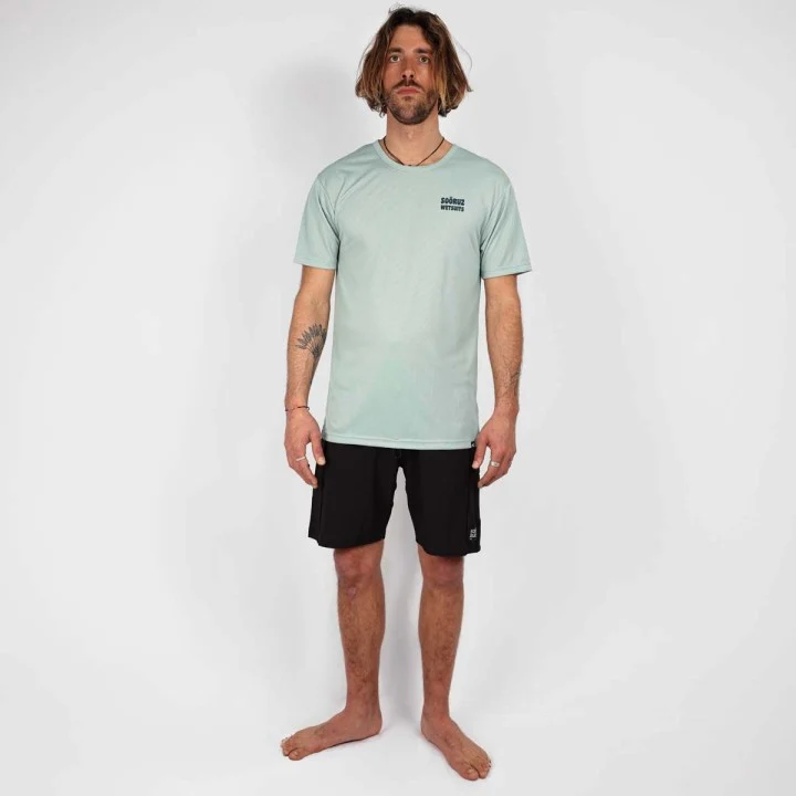T-shirt de surf Polycroco homme — manches courtes — Bleu