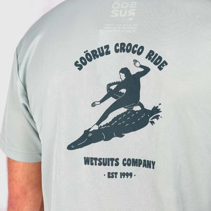 T-shirt de surf Polycroco homme — manches courtes — Bleu