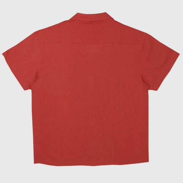 Men’s Carlo Linen & Cotton Shirt — short sleeve — Rouge