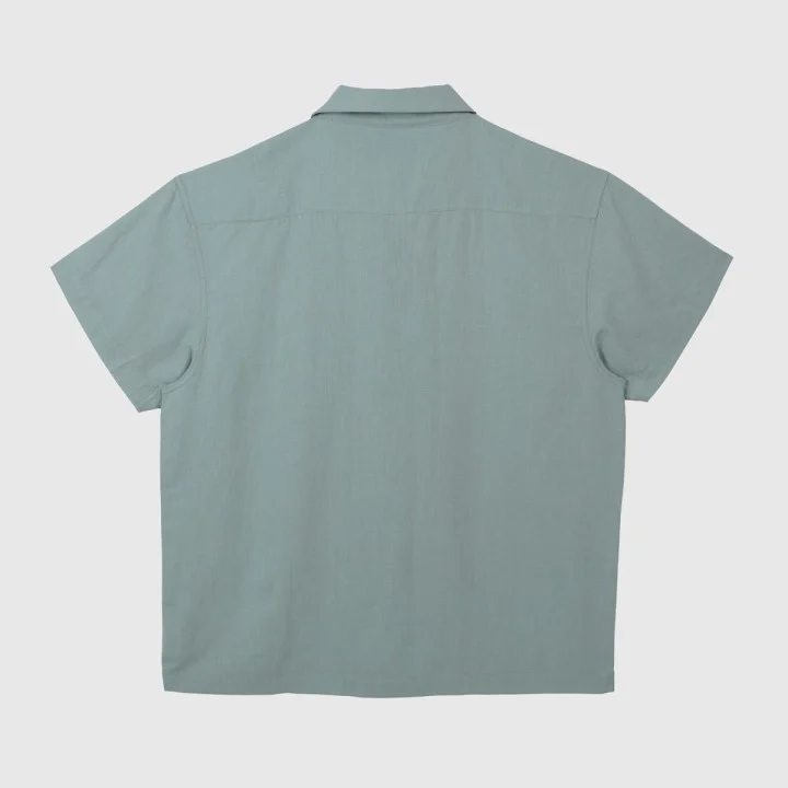Men’s Carlo Linen & Cotton Shirt — short sleeve — Bleu